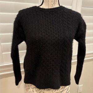 AllSaints Black Fuzzy Crew Sweater